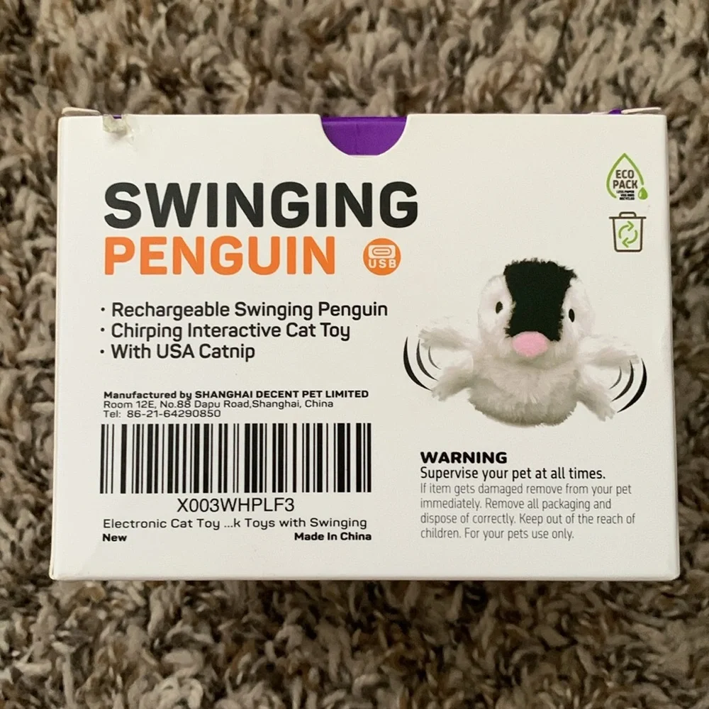 NWOT Swinging Penguin Cat Toy